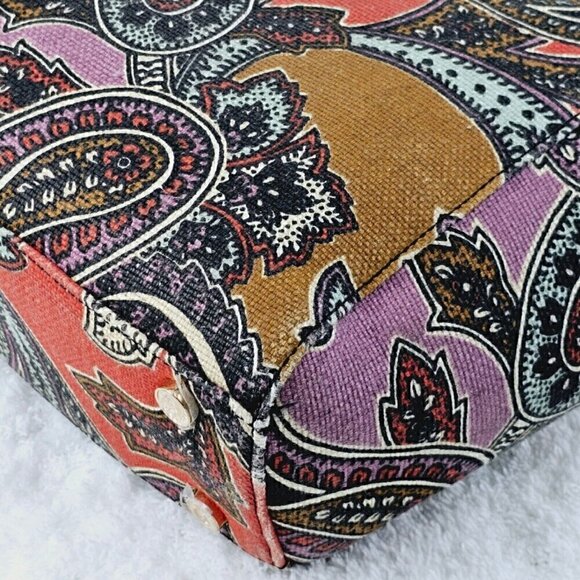 SPARTINA 449 Daufuskie Island Paisley Print Linen Black Leather Shoulder Bag - Picture 8 of 16